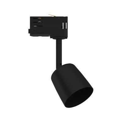 Black metal LED spotlight with adjustable head for flexible indoor lighting solutions