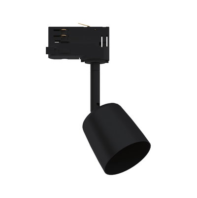 Black metal LED spotlight with adjustable head for flexible indoor lighting solutions