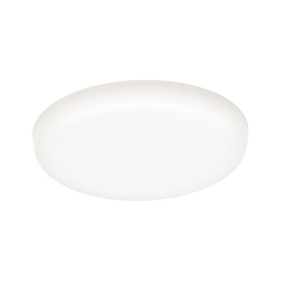 Round white LED ceiling light made of plastic for energy-efficient room lighting