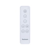 White plastic remote control with buttons for light control and brightness adjustment