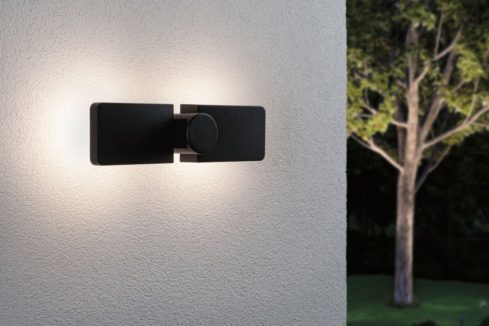 Moderner schwarzer LED-Wandleuchter aus Metall mit indirektem Licht für Außenbereiche und Gartenbeleuchtung