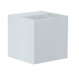 White square metal wall fixture with textured surface for LED lighting in modern interiors