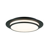 Round black LED ceiling light with white diffuser for modern home lighting