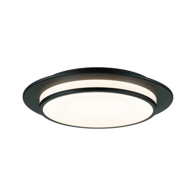 Round black LED ceiling light with white diffuser for modern home lighting