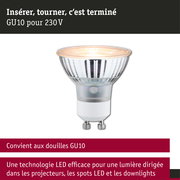 Standard 230 V Réflecteur LED GU10 favorable aux insectes 320lm 4,3W 2200K Argent
