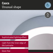 Grey Casca LED ceiling light with unusual shape and glare-free illumination for modern interiors