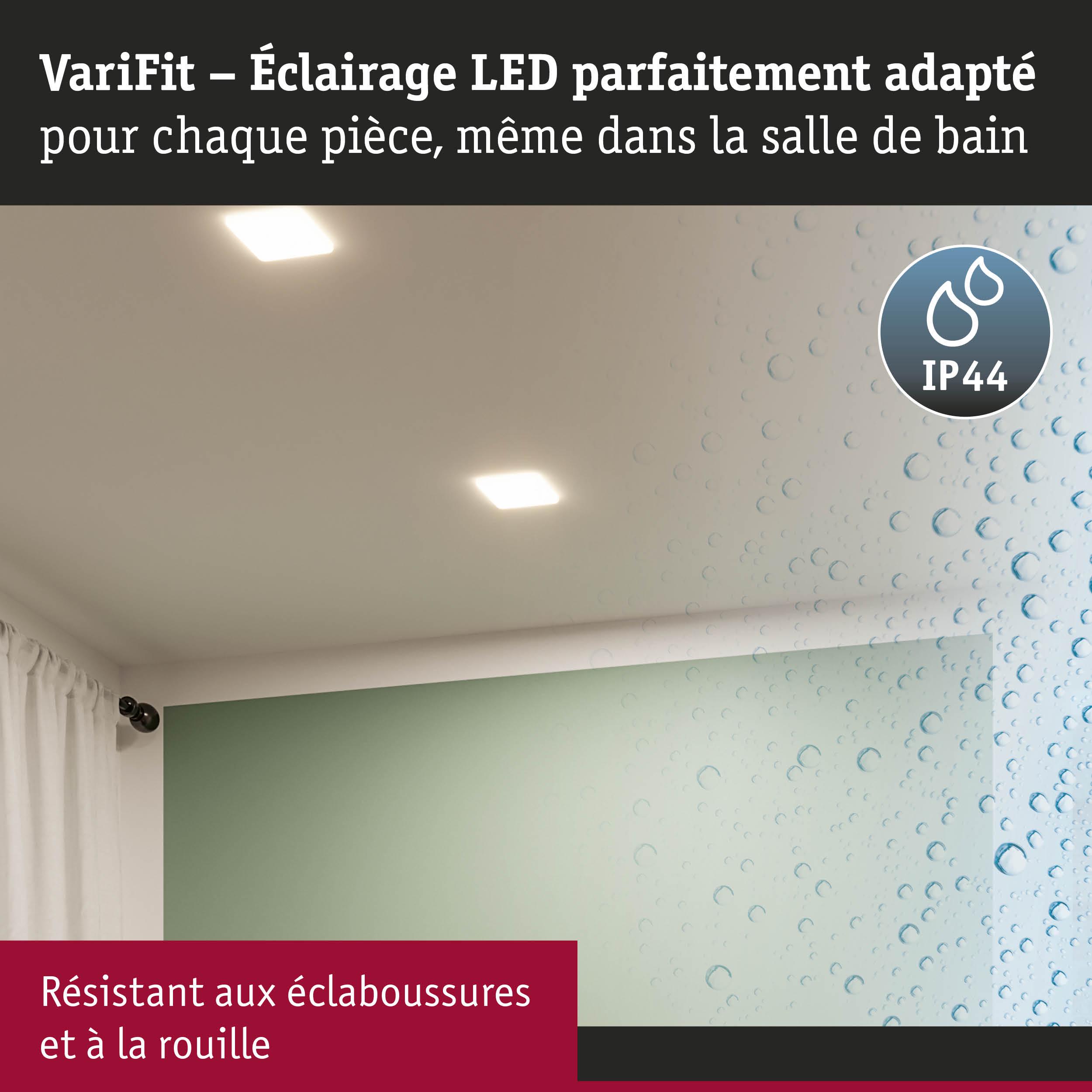 Éclairage LED VariFit IP44, résistant aux éclaboussures et à la rouille, adapté pour salle de bain