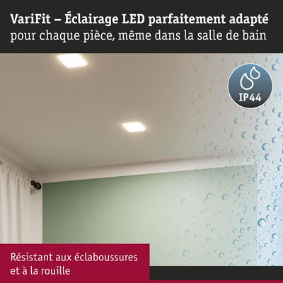 Éclairage LED VariFit IP44, résistant aux éclaboussures et à la rouille, adapté pour salle de bain