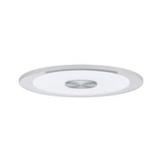 Runde LED-Deckenleuchte mit weißem Acrylglas und silbernem Metallmittelteil für moderne Raumbeleuchtung
