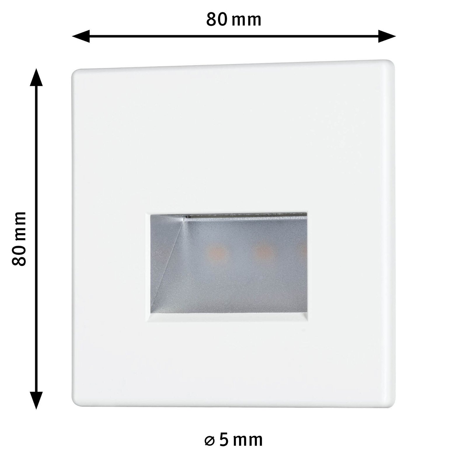 LED Wandeinbauleuchte Edge Quadro eckig 80x5mm 1,2W 50lm 230V 2700K Weiß matt