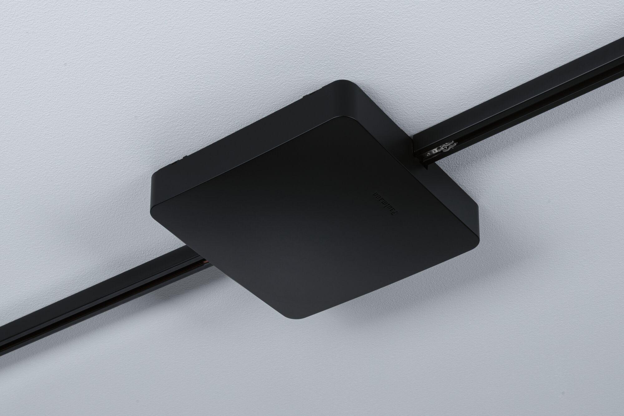Black square metal ceiling light with track system for modern interior lighting solutions