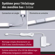 Système d'éclairage LED blanc pour meubles avec connexion en angle et d'armoire, transformateur 230 V