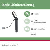 Schwarze LED-Außenleuchte mit Kabelanschluss für Gartenbeleuchtung und flexible Erweiterung