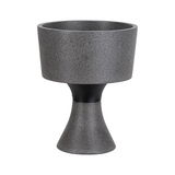 Moderne grijze stenen bloempot met zwart middenstuk, decoratieve plantenbak voor binnen en buiten