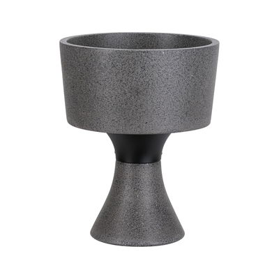 Moderne grijze stenen bloempot met zwart middenstuk, decoratieve plantenbak voor binnen en buiten