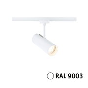 Witte metalen LED-spot in RAL 9003 voor railsystemen, moderne binnenverlichting