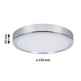 Rund LED-loftlampe med kromramme og hvid diffuser, 220 mm diameter, moderne indendørs belysning