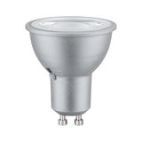 Silberne LED-Reflektorlampe mit GU10-Sockel und einstellbarer Farbtemperatur für Wohnraumbeleuchtung