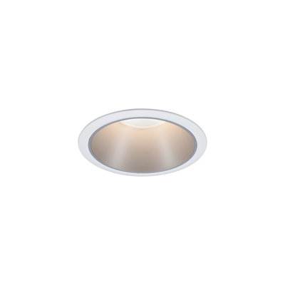 Rundes LED-Einbauleuchte mit weißem Rahmen und warmweißem Licht für moderne Innenbeleuchtung