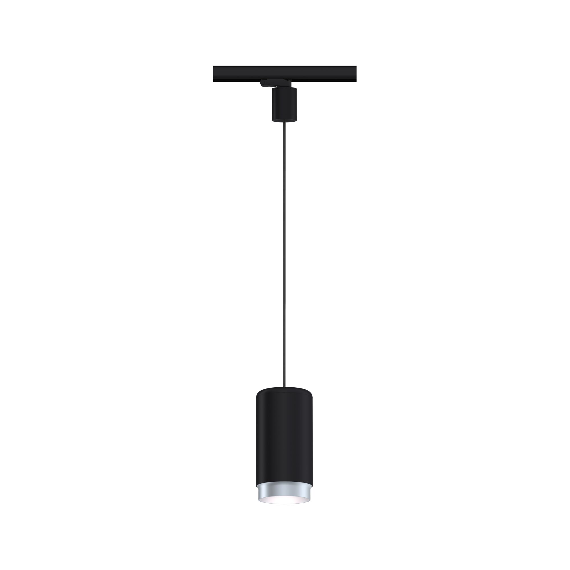 Schwarze LED-Pendelleuchte aus Metall mit silbernem Rand, moderne Innenbeleuchtung