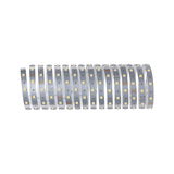 Flexible silver LED strip with warm white LEDs for versatile modern lighting applications.