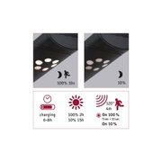 Black LED outdoor light with motion and dusk sensor, energy-saving exterior lighting solution