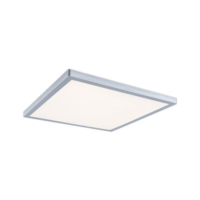 Quadratische LED-Deckenleuchte aus Aluminium in Silber mit weißem Diffusor für modernes Raumlicht
