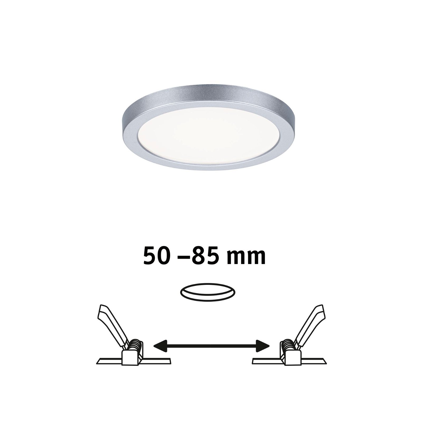VariFit LED-indbygningspanel Areo IP44 rund 118mm 6,5W 500lm 4000K Krom mat
