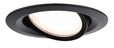 Black metal LED recessed spotlight with adjustable head for versatile room lighting solutions