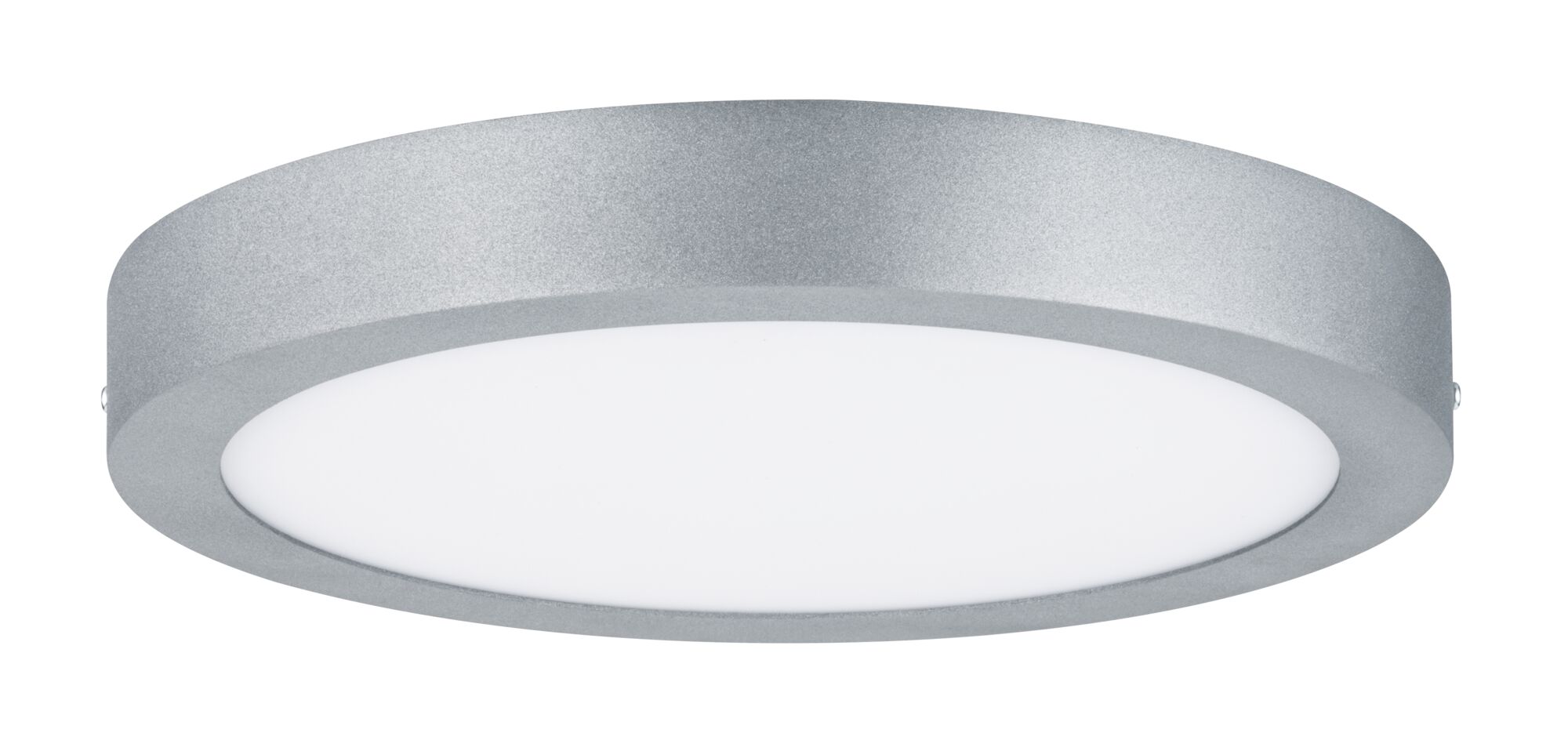 Rundes LED-Deckenlicht aus silbernem Aluminium mit weißem Diffusor für moderne Raumbeleuchtung