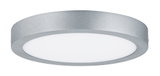 Round LED ceiling light in silver aluminum with white diffuser for modern room lighting