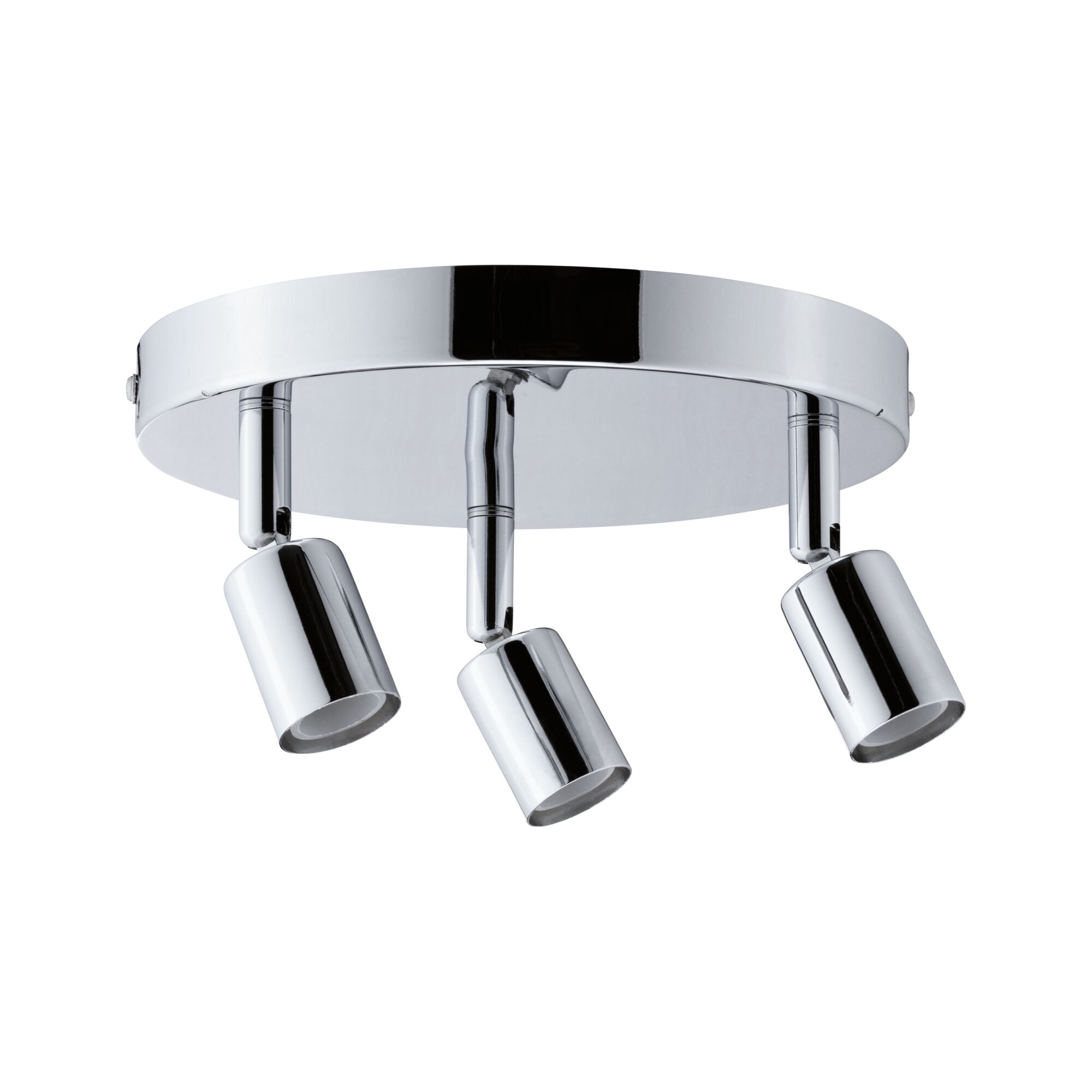 Spotlight Carolina IP44 GU10 230V max. 3x10W gradable Chrome Spot de plafond rond en métal chromé avec trois têtes orientables pour un éclairage ciblé