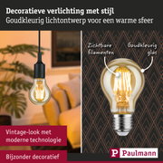 Decoratieve goudkleurige gloeilamp met zichtbare filamenten voor warme vintageverlichting