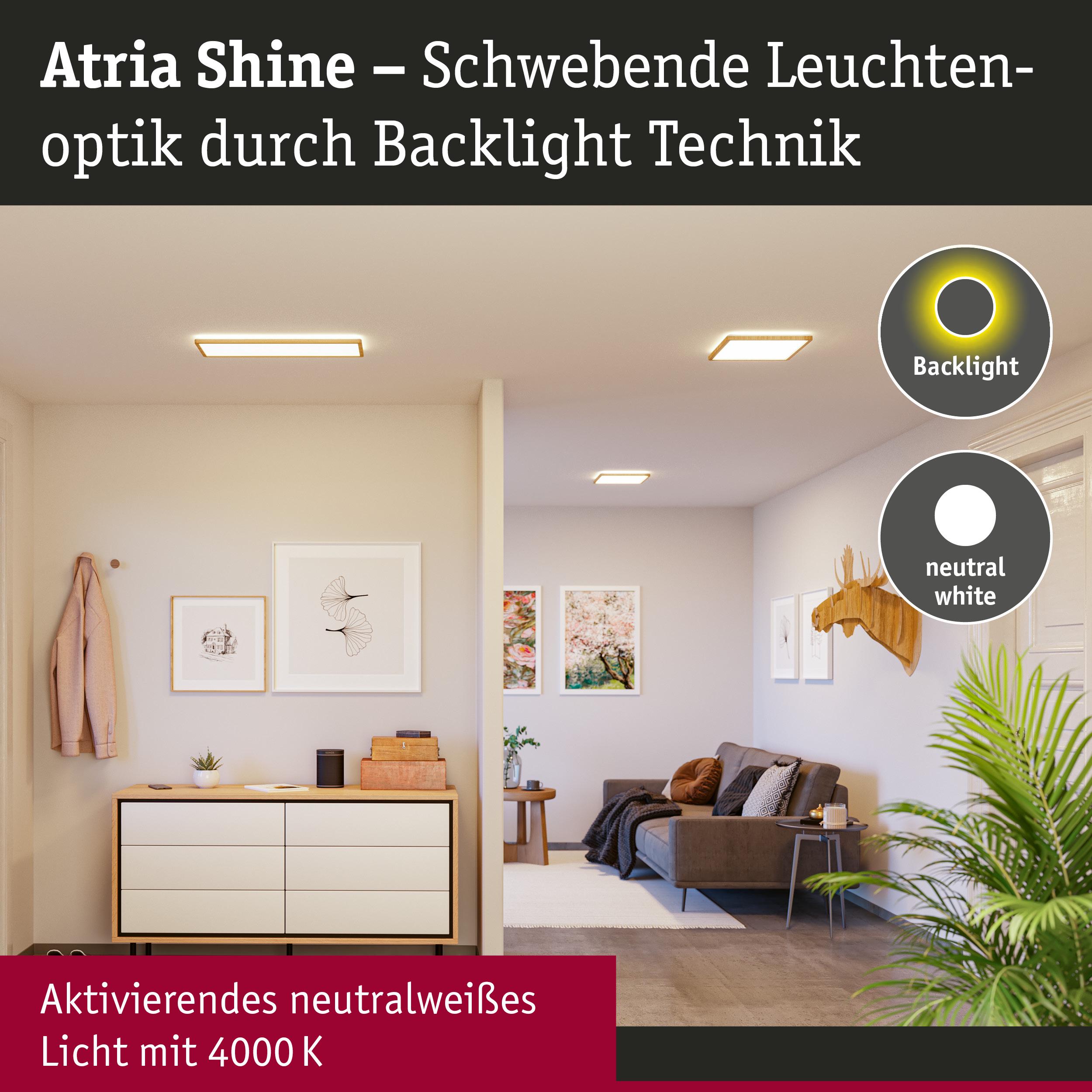 Atria Shine Deckenleuchten mit schwebender Backlight-Technik und neutralweißem Licht 4000K im modernen Wohnzimmer