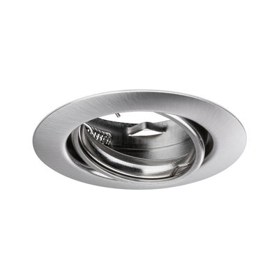 Round recessed spotlight in brushed silver aluminum for modern LED lighting solutions