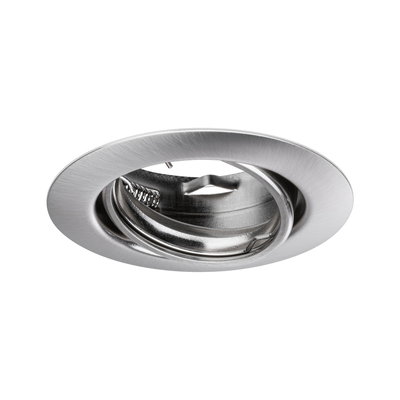 Round recessed spotlight in brushed silver aluminum for modern LED lighting solutions