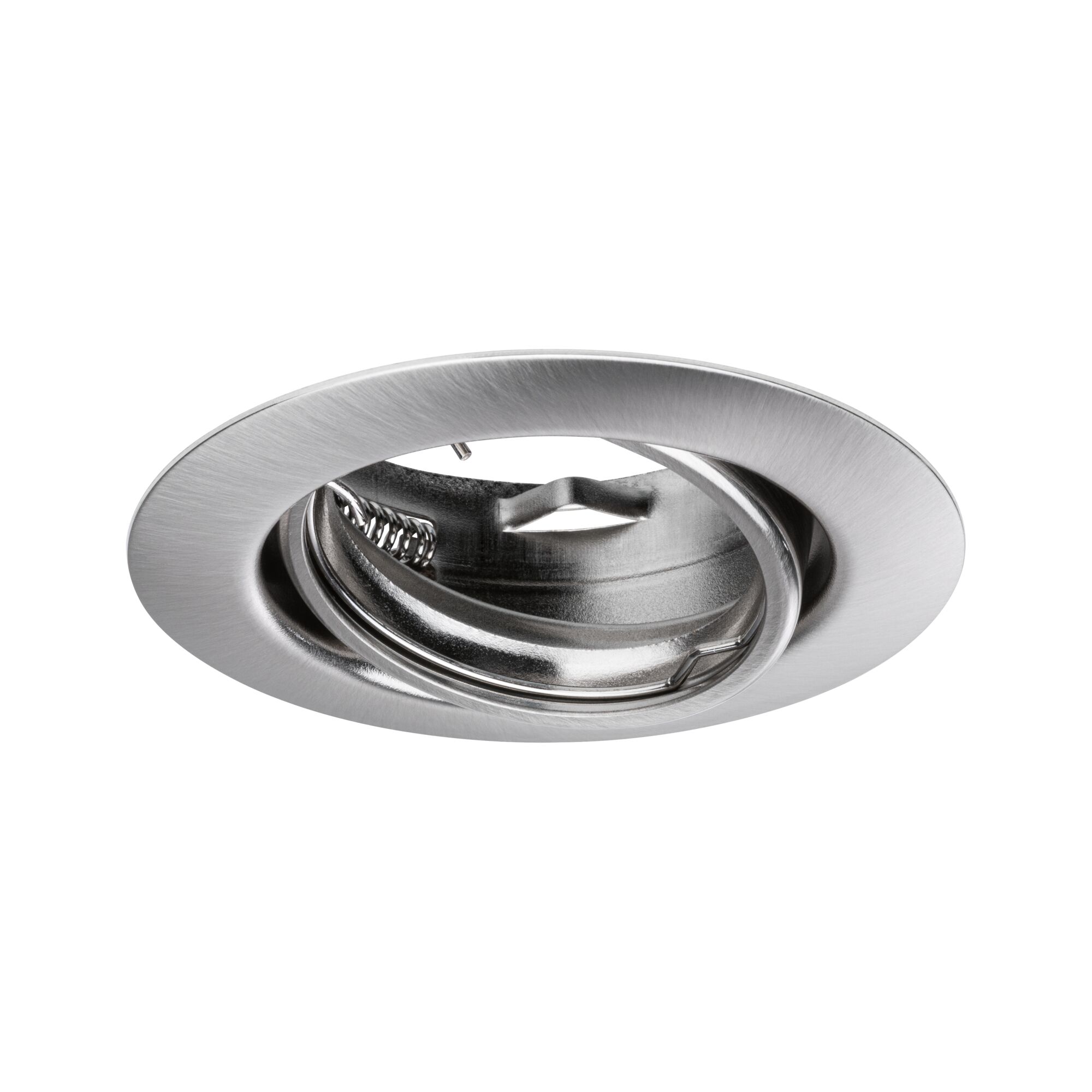Runder Einbaustrahler aus gebürstetem Aluminium in Silber für moderne LED-Beleuchtung