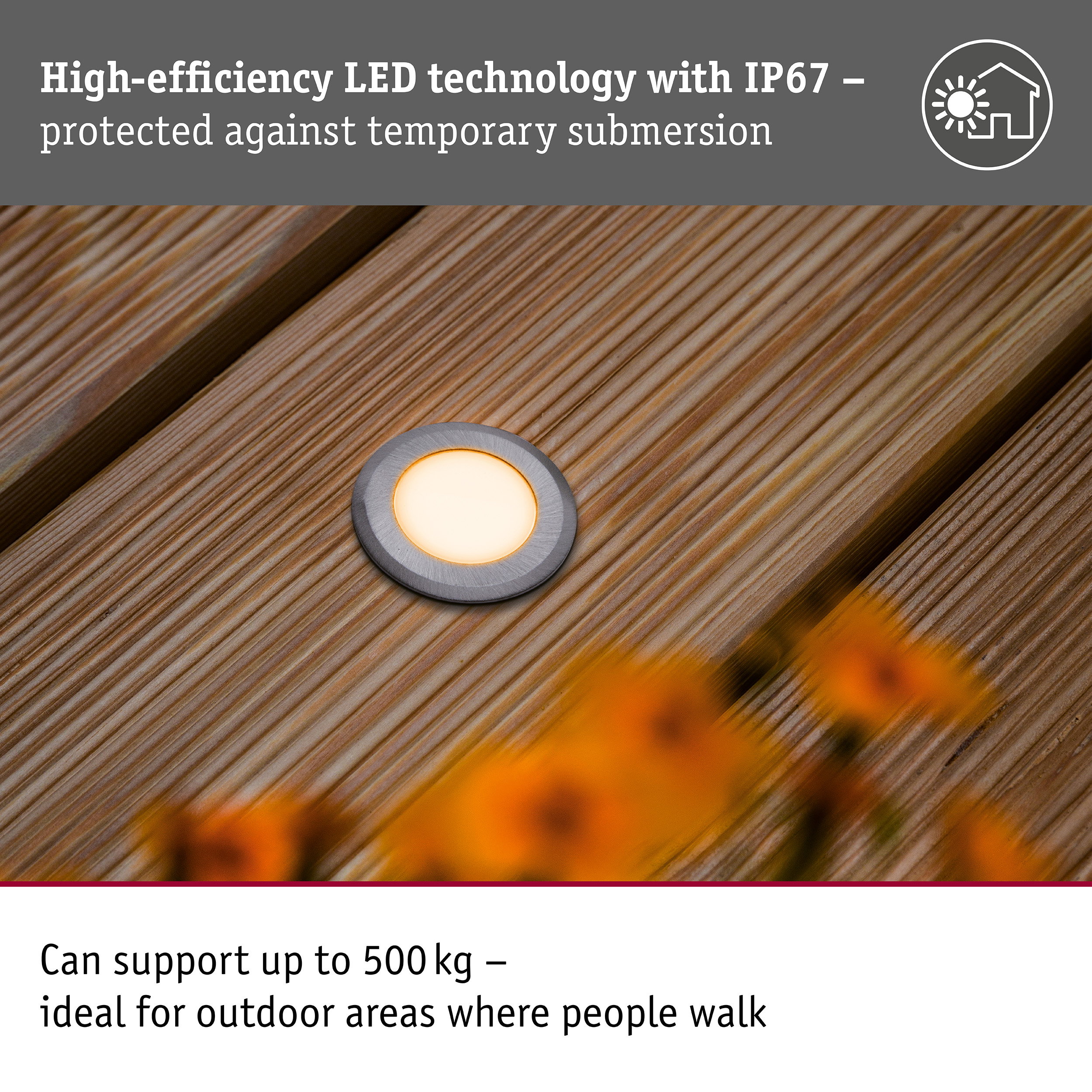LED Recessed floor light Floor insect friendly IP67 round 50mm 2200K 2,2W 60lm 230V Aluminium Plastic/Metal