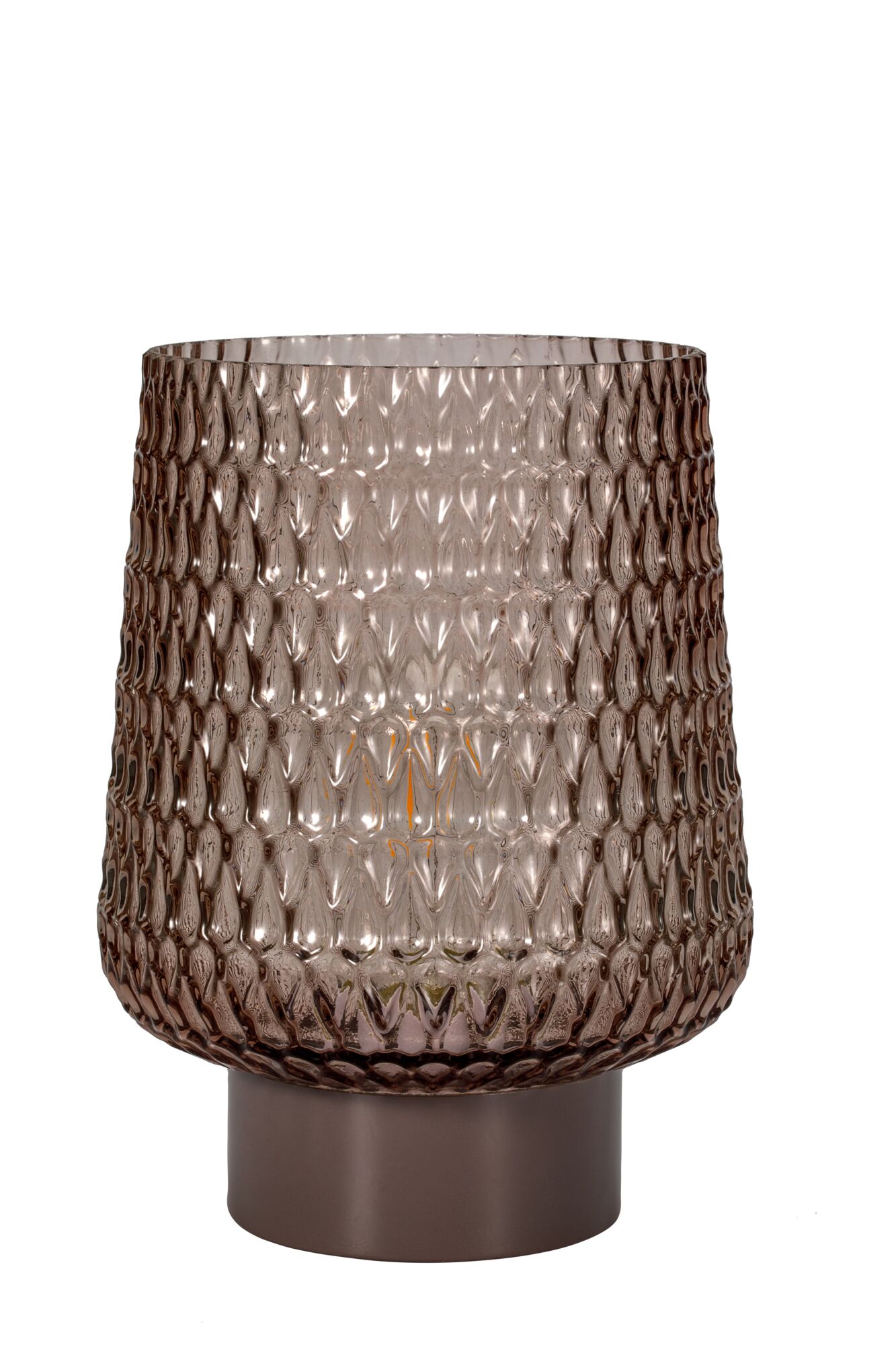 Lampe de table en verre brun texturé avec base mate pour éclairage d'ambiance décoratif