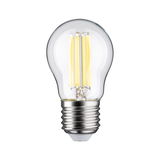 Classic LED light bulb with clear glass and silver metal base for energy-efficient lighting