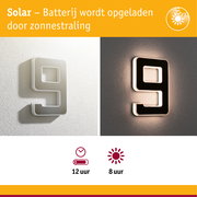 Zonne-energie wandlamp in wit en zwart met LED-verlichting en energiebesparende functie