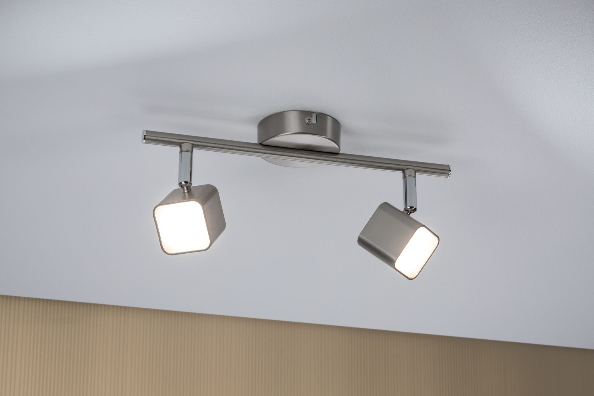 LED Plafondspot Cubik 3000K 2x260lm 230V 2x4W Staal geborsteld
