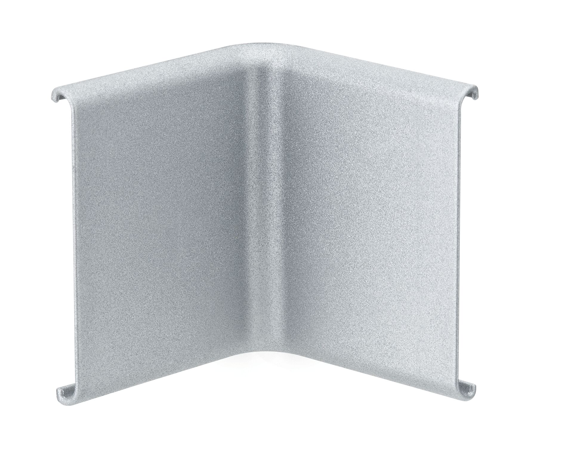 Zilverkleurige metalen hoekverbinder met matte afwerking voor LED-stripprofielen in verlichtingsinstallaties