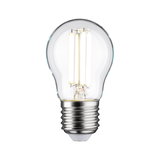 Classic LED light bulb with clear glass and silver metal base for energy-efficient lighting