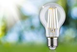 LED light bulb with clear glass and warm white light for energy-efficient lighting