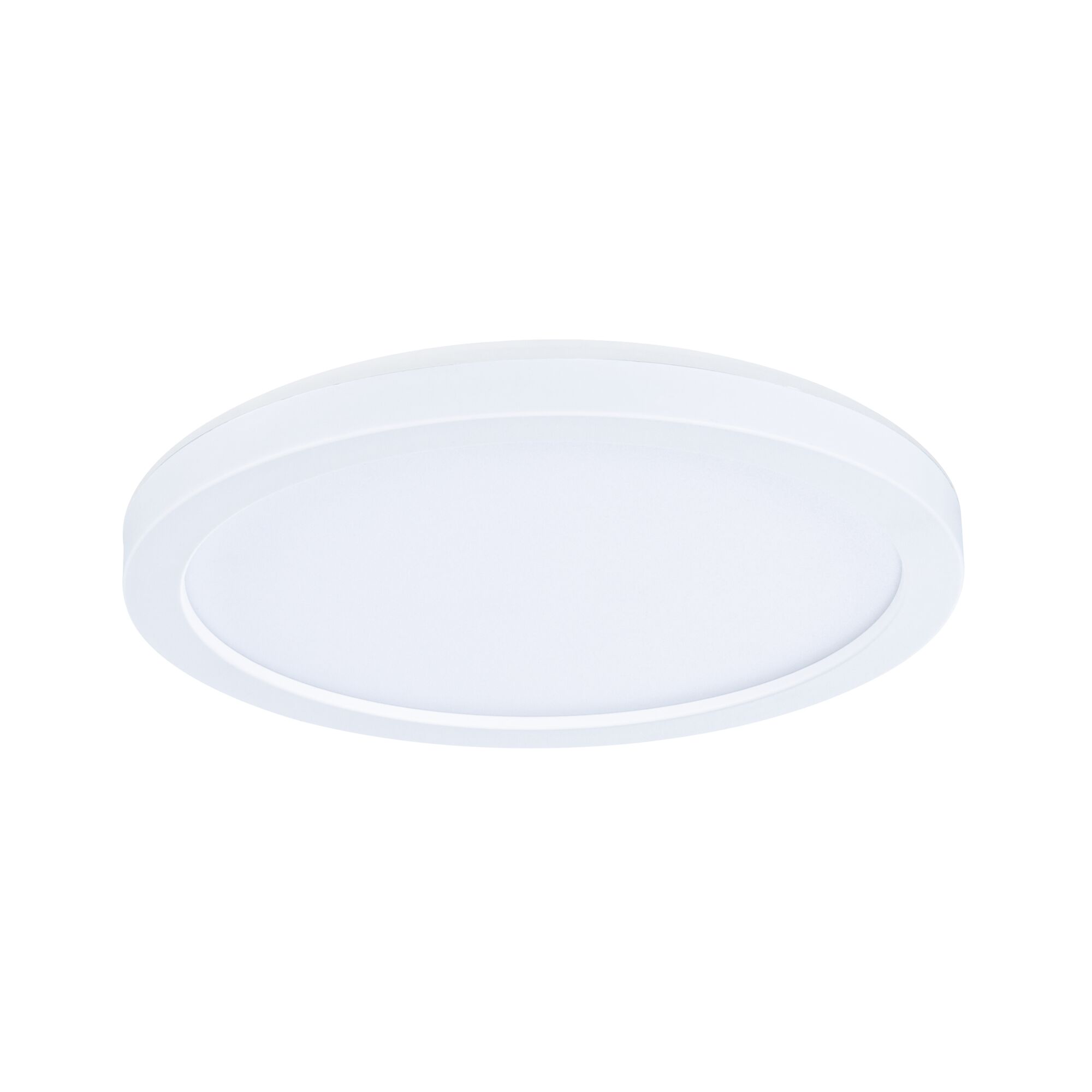 Round white LED ceiling light made of plastic for energy-efficient room lighting