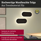 Schwarze Tulga Wandleuchte aus Filz mit indirektem Backlight für moderne Wandbeleuchtung