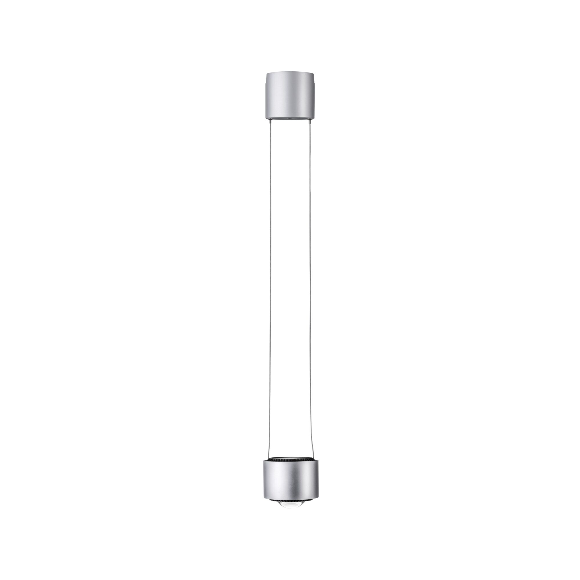 Moderner silberner Aluminium-Pendelleuchte mit klarem Glas und LED-Licht für Wohnräume