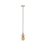 Pendant lamp with gold metal and brown bulb design for modern home lighting and interior decor