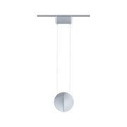 Moderner runder Pendelleuchter aus silbernem Metall mit minimalistischer Optik für Wohnräume